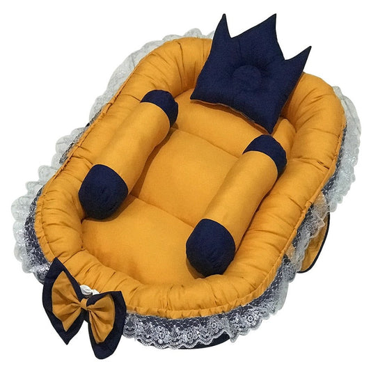 Cotton Multi Baby Nest-4pcs- Yellow & Blue