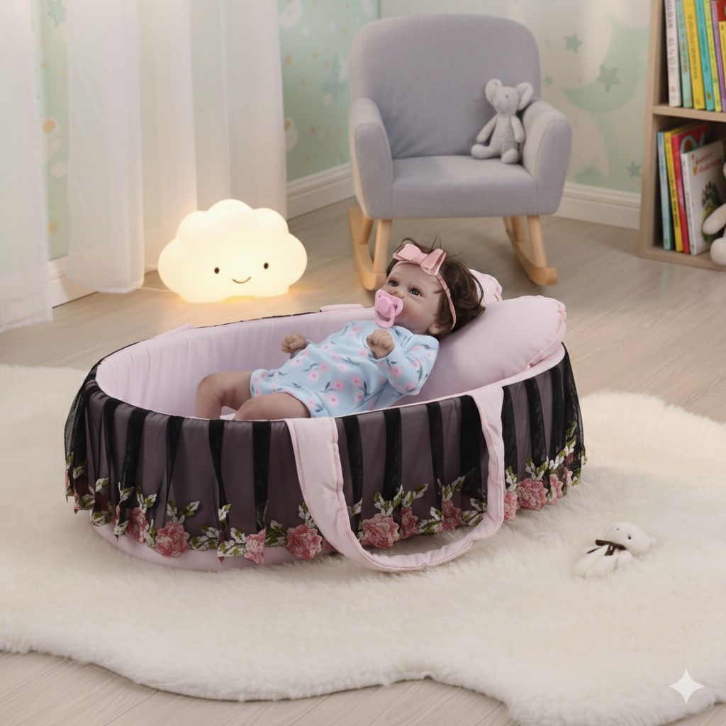 Luxury Cotton Baby Basket-Pink Floral