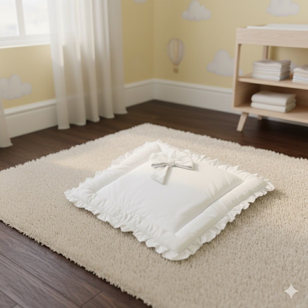 Frilly Cotton Satin Foldable Baby Sleeping Bag-White