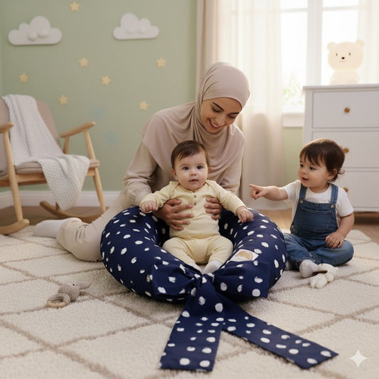 Printed Baby Nursing pillow with Removable Cover-Blue