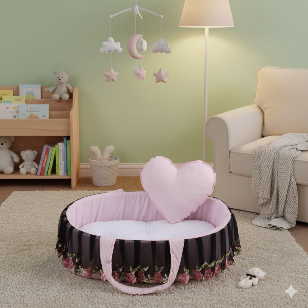 Luxury Cotton Baby Basket-Pink Floral