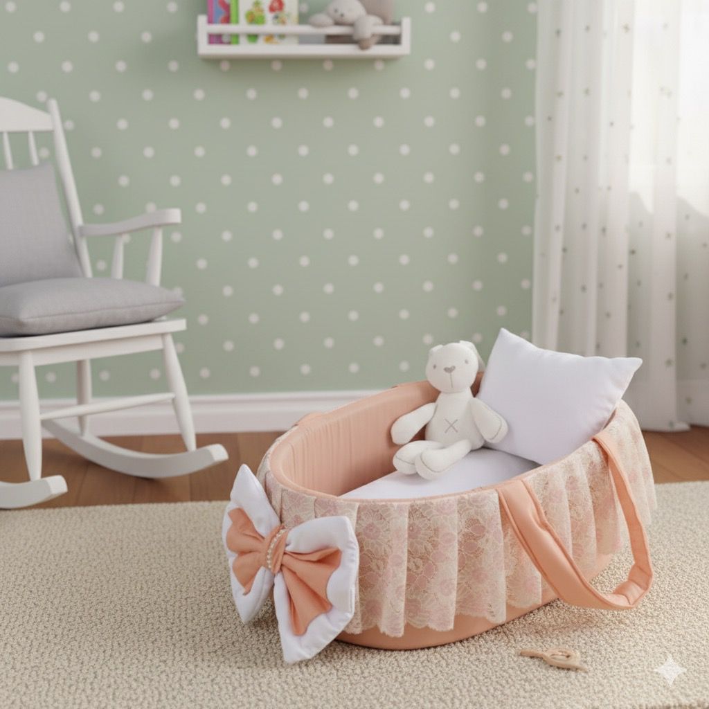 Luxury Cotton Baby Basket-Peach