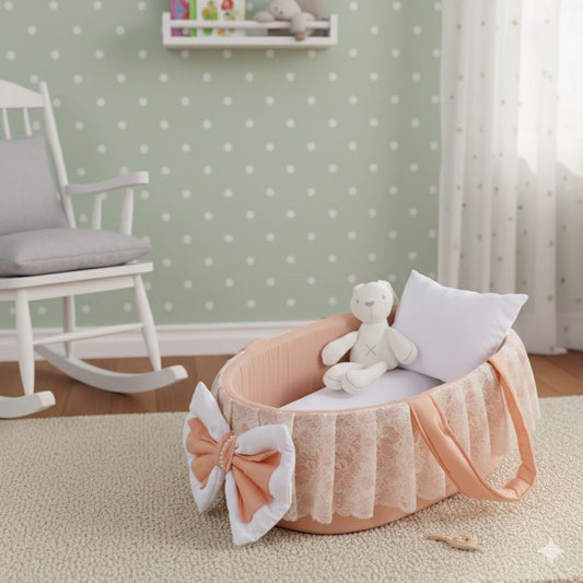 Luxury Cotton Baby Basket-Peach