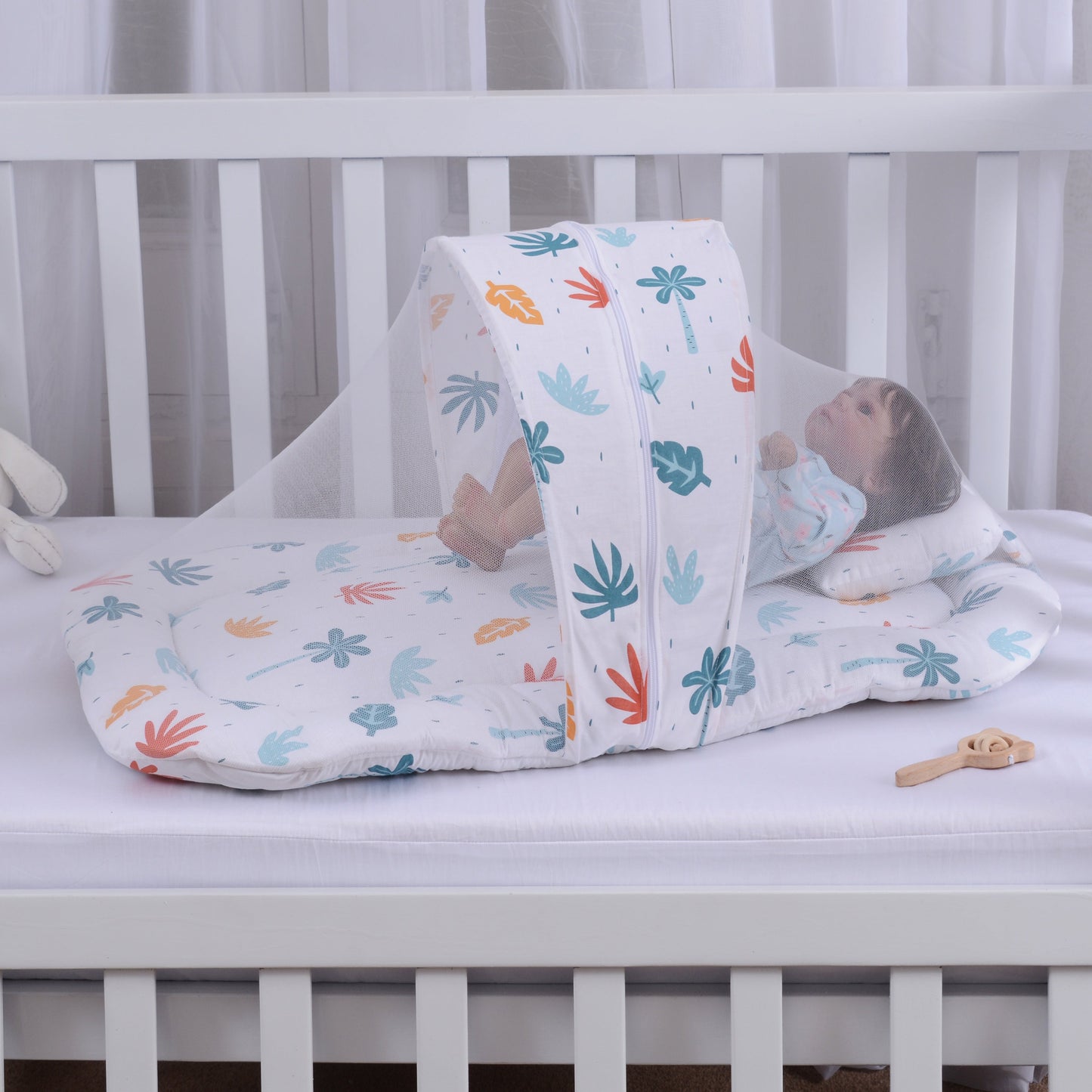 Printed Baby Mosquito Net with Pillow-White Trees